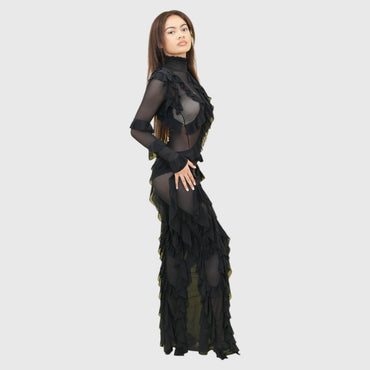 Black Frills Long Dress