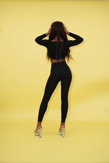 Black Cross Top and Long Pants