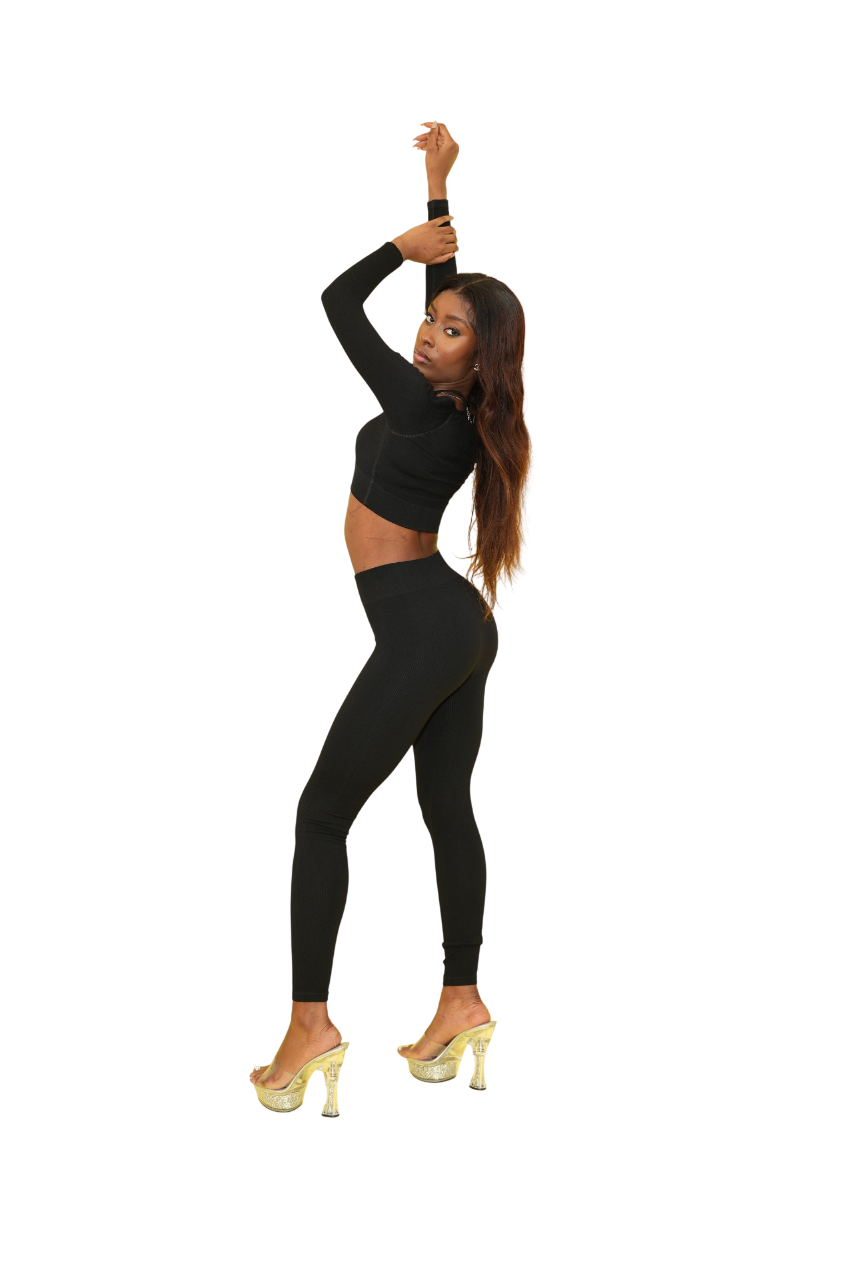 Black Cross Top and Long Pants