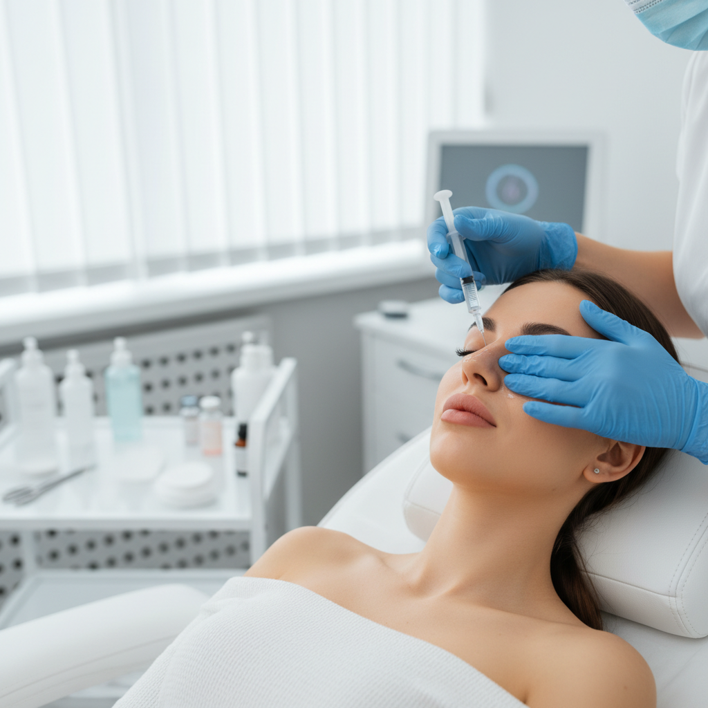 Nose & Lips filler need woman image having filler injection