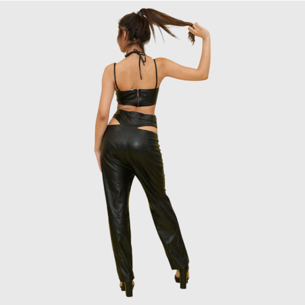 Roena Black Cut Pant Set