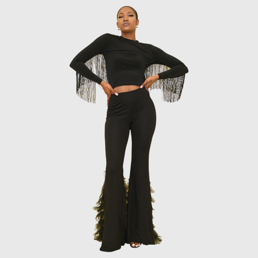 Black Frills Trouser