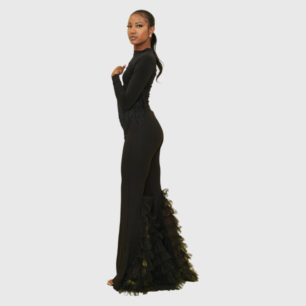Black Frills Trouser