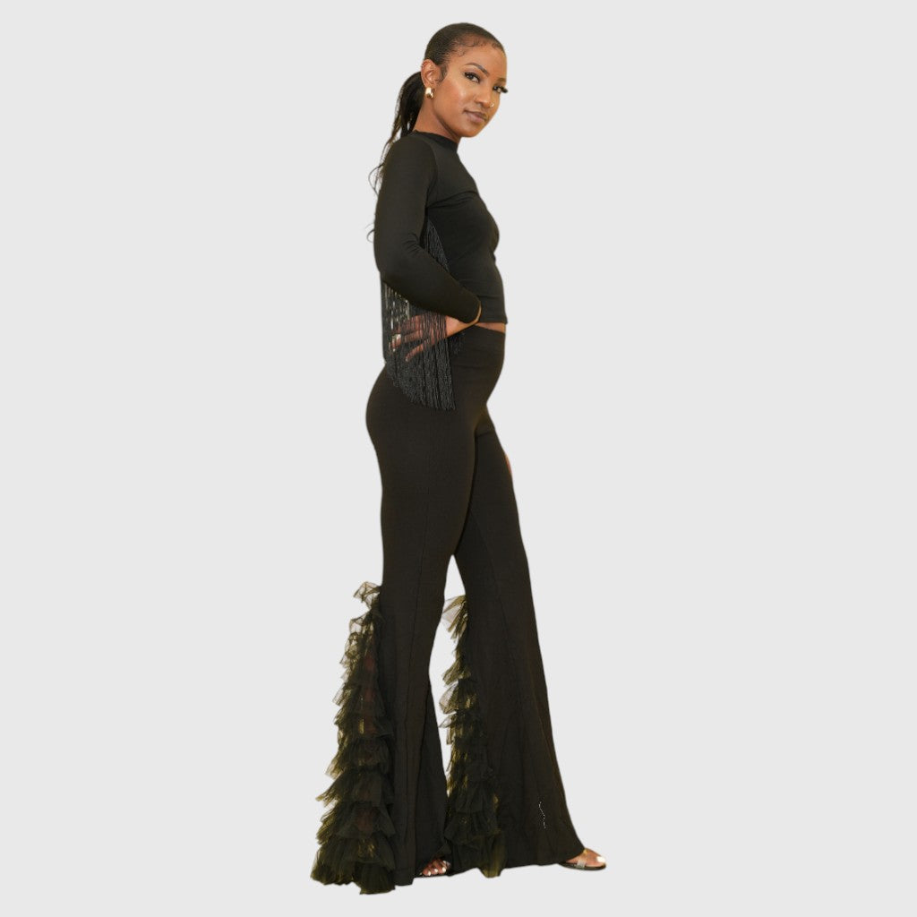 Black Frills Trouser