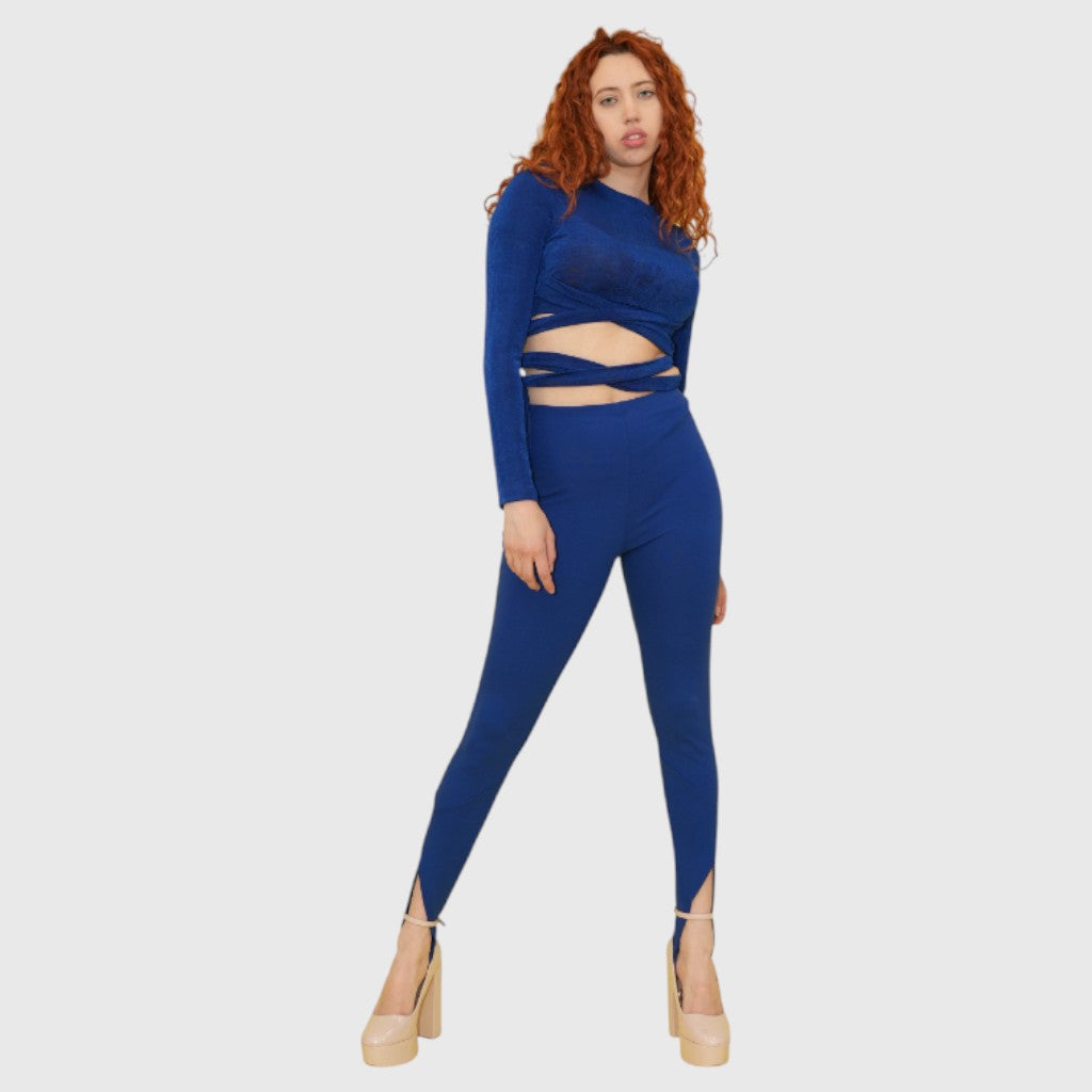 Blue Cross Body Top