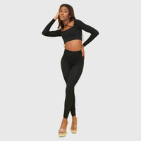 Cross Top Black and Long Pants