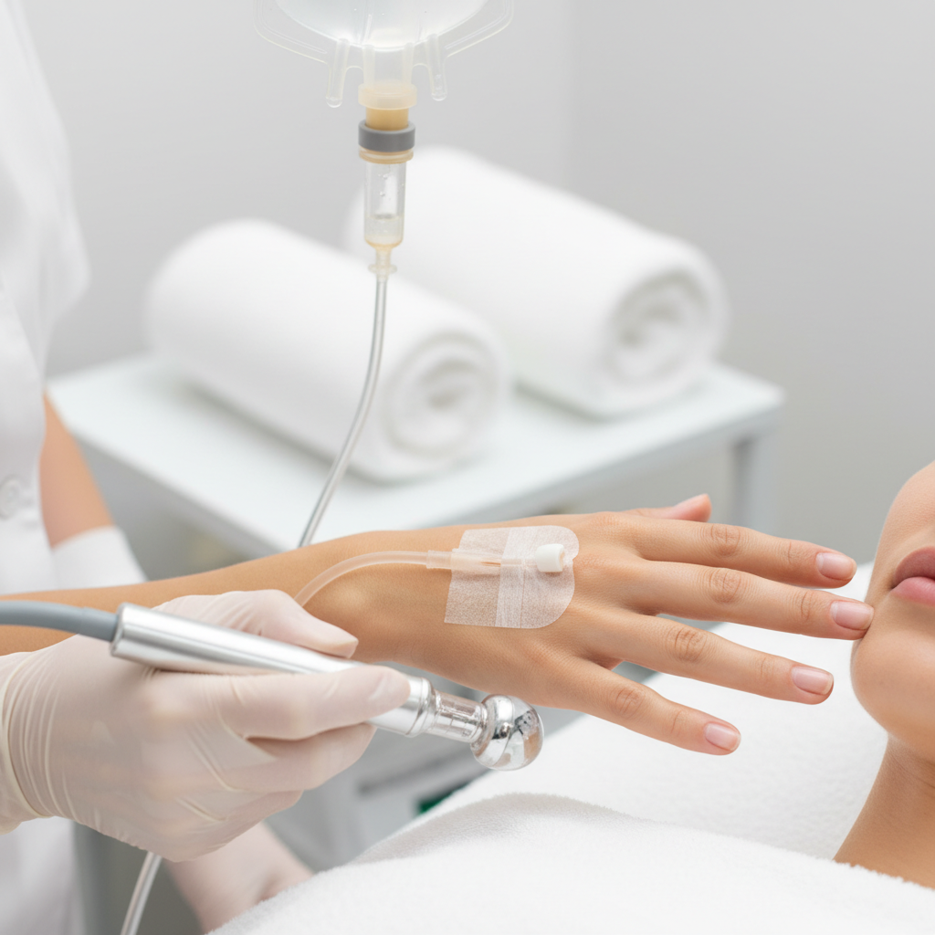 Diamond Micro Dermabrasion Facials (IV DRIP) injecting in girls hand 320px x 320px 